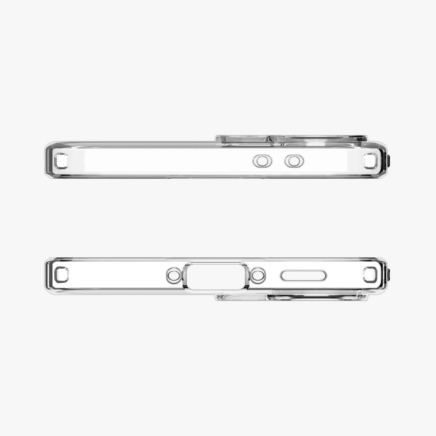 ACS11132 - Spigen Liquid Crystal Galaxy A37 5G Crystal Clear case top and bottom edges showing precise speaker and charging port cutouts