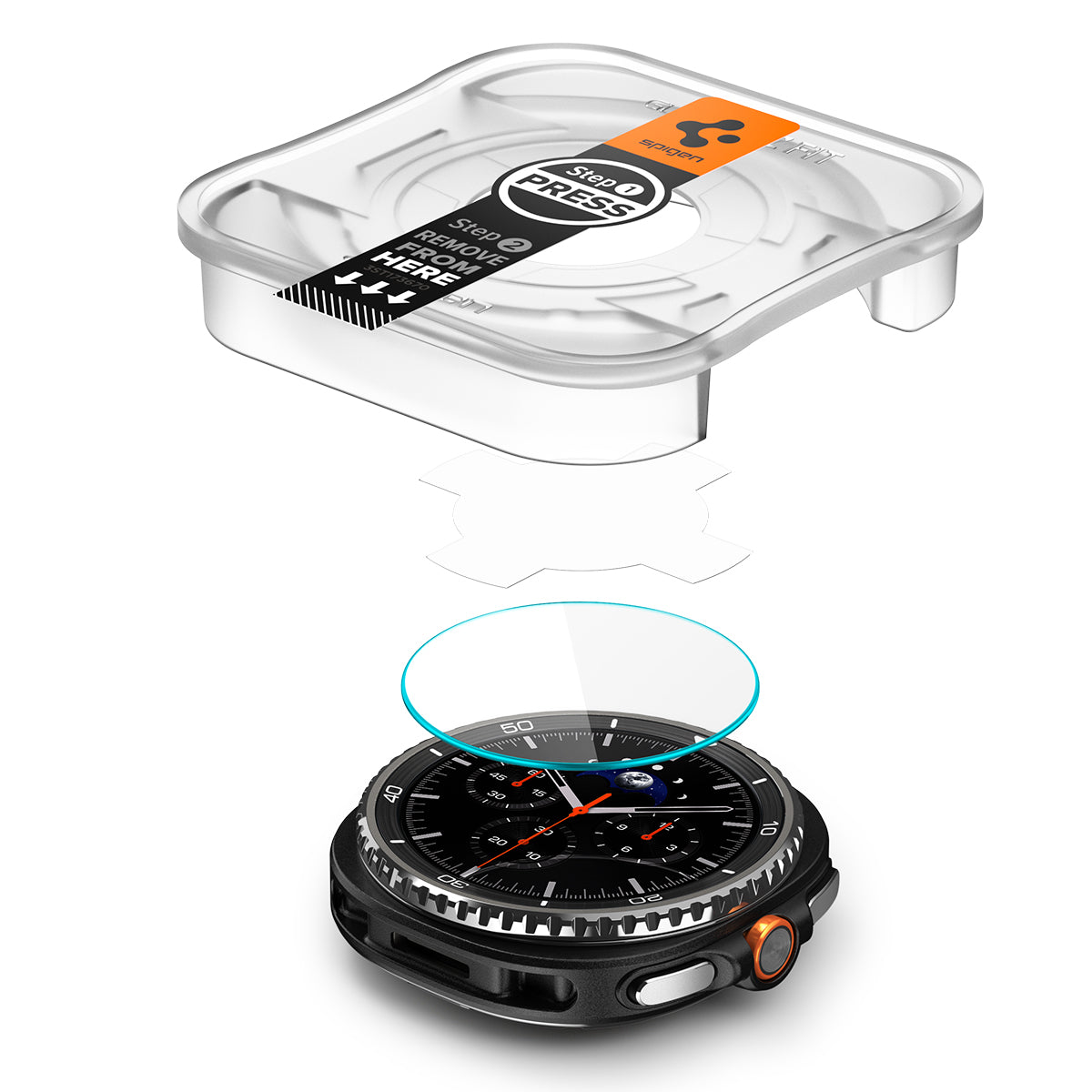 Spigen Galaxy Watch 8 Classic (46mm) Screen Protector GLAS.tR EZ Fit (2 Pack) view 6