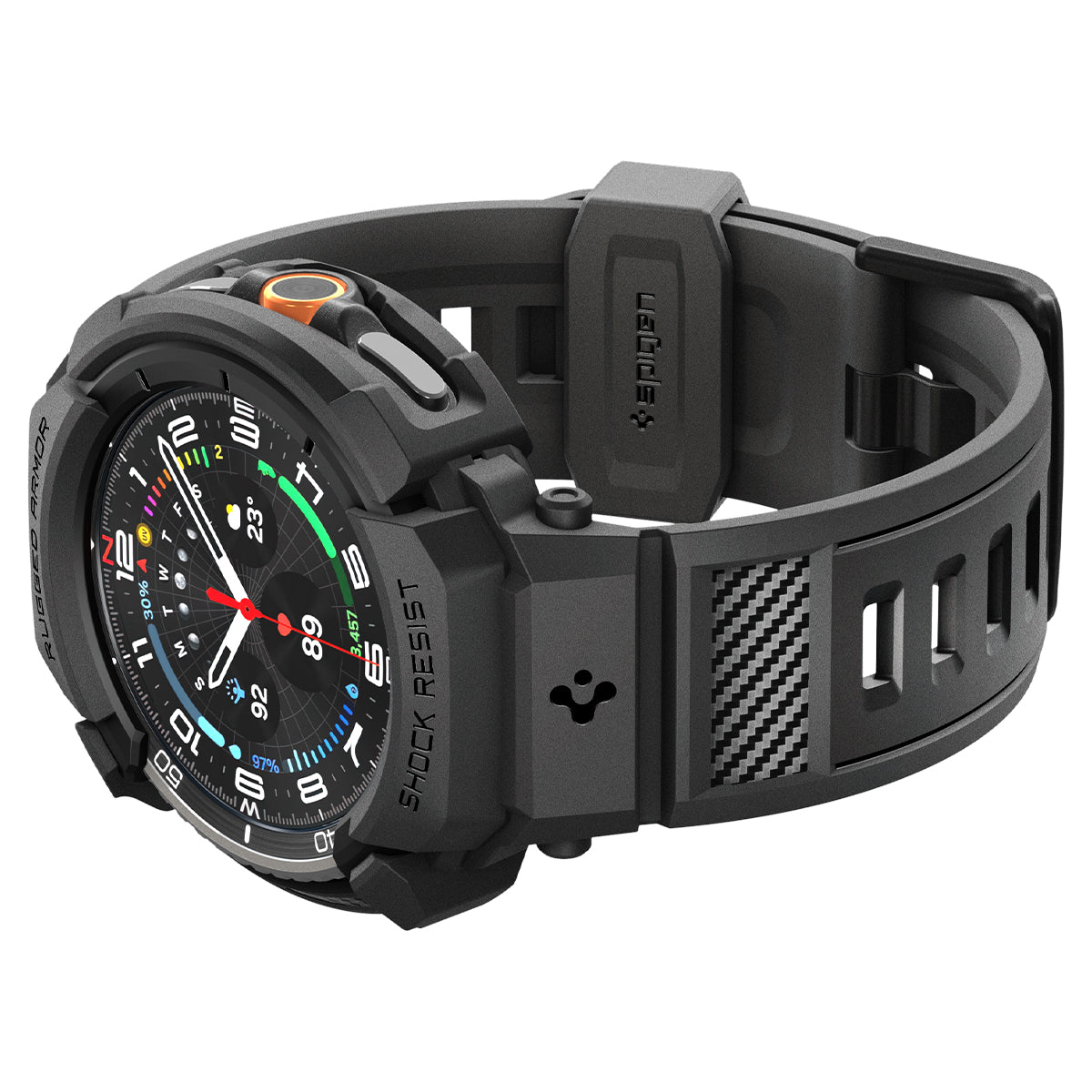 Spigen Galaxy Watch 8 Classic (46mm) Case + Case Rugged Armor Pro view 8