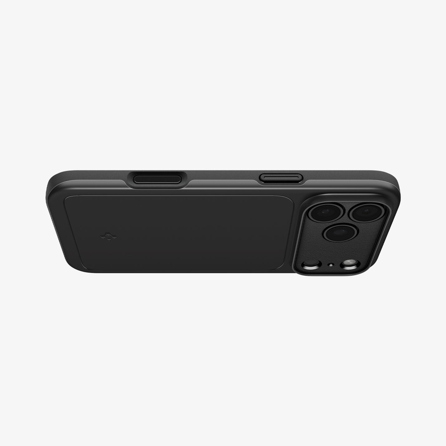 Spigen iPhone 17 Pro Case – Thin Fit (MagFit) - Black - bottom port and speaker view