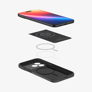 Spigen iPhone 17 Pro Case – Thin Fit (MagFit) - Black - case and magnetic layers separated
