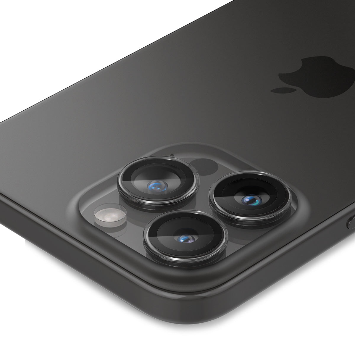 Spigen iPhone 17 Pro Max / 17 Pro Lens Protector – Optik Pro EZ Fit - Crystal Clear - installed clear lens protectors close-up