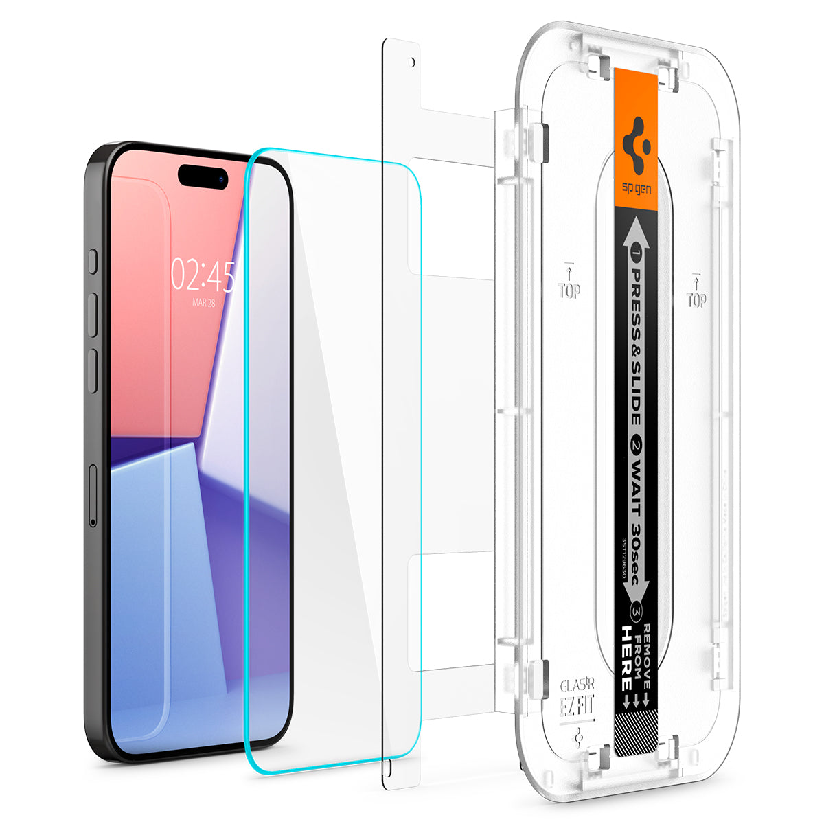 Spigen iPhone 15 Pro Max / 15 Pro / 15 Plus / 15 Screen Protector GLAS.tR EZ Fit | Sensor Protected (2 Pack) view 3