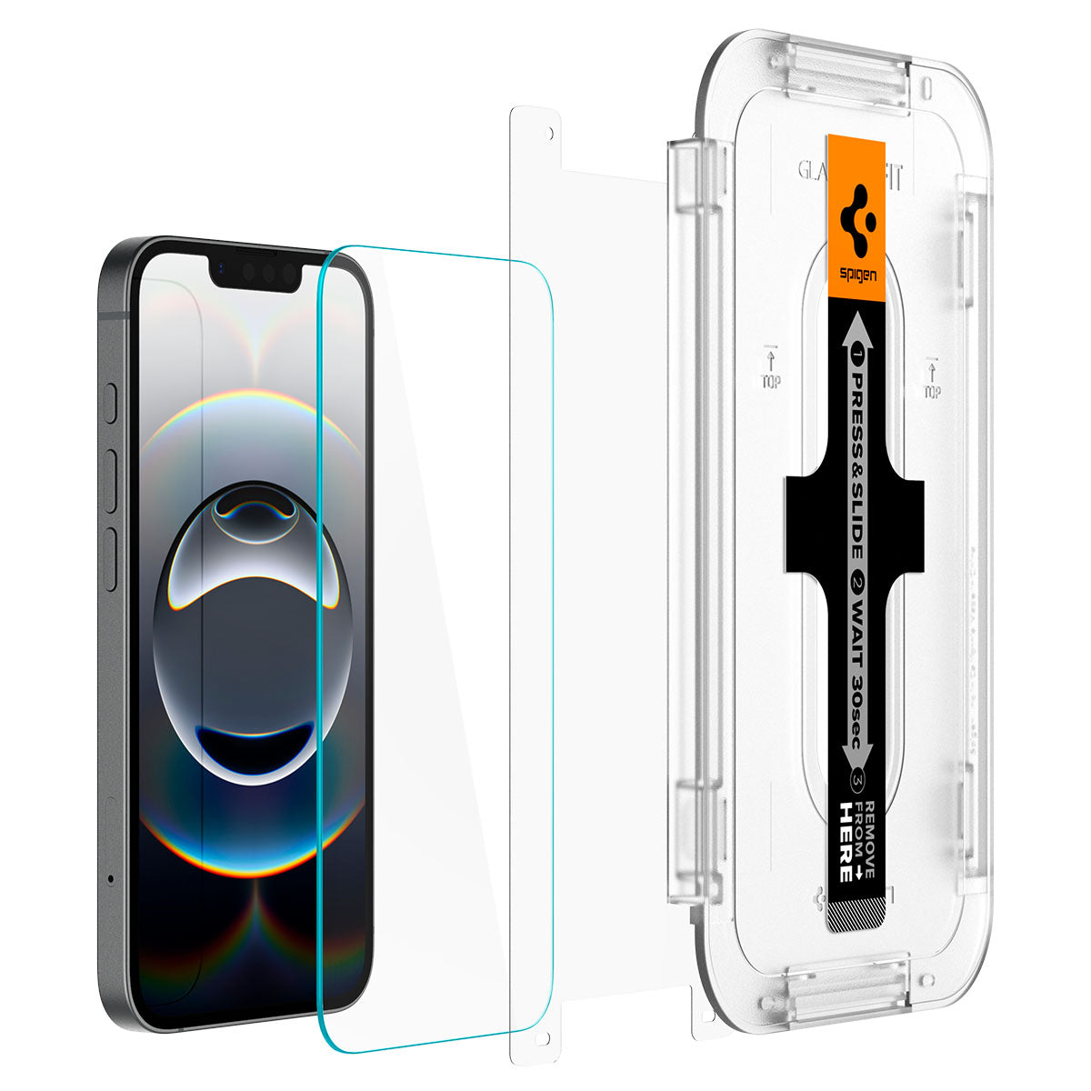 Spigen iPhone 17e / 16e / 14 / 13 Pro / 13 Screen Protector GLAS.tR EZ Fit | Sensor Protected (2 Pack) view 8