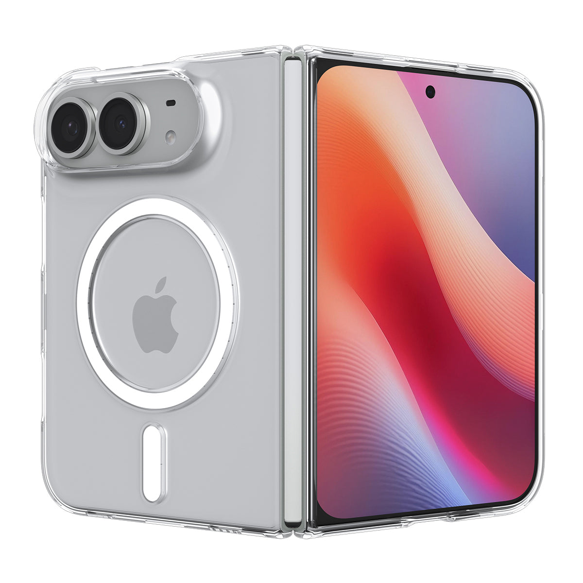 Spigen Air Skin MagFit Clear White case for iPhone Duo – rear and outer display views