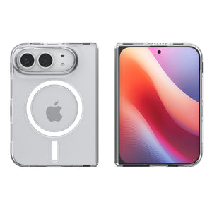 Spigen Air Skin MagFit Clear White case for iPhone Duo – straight front and rear views