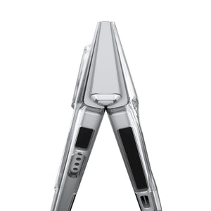 Spigen Air Skin MagFit Clear White case for iPhone Duo – top view of the partially folded phone and exposed hinge