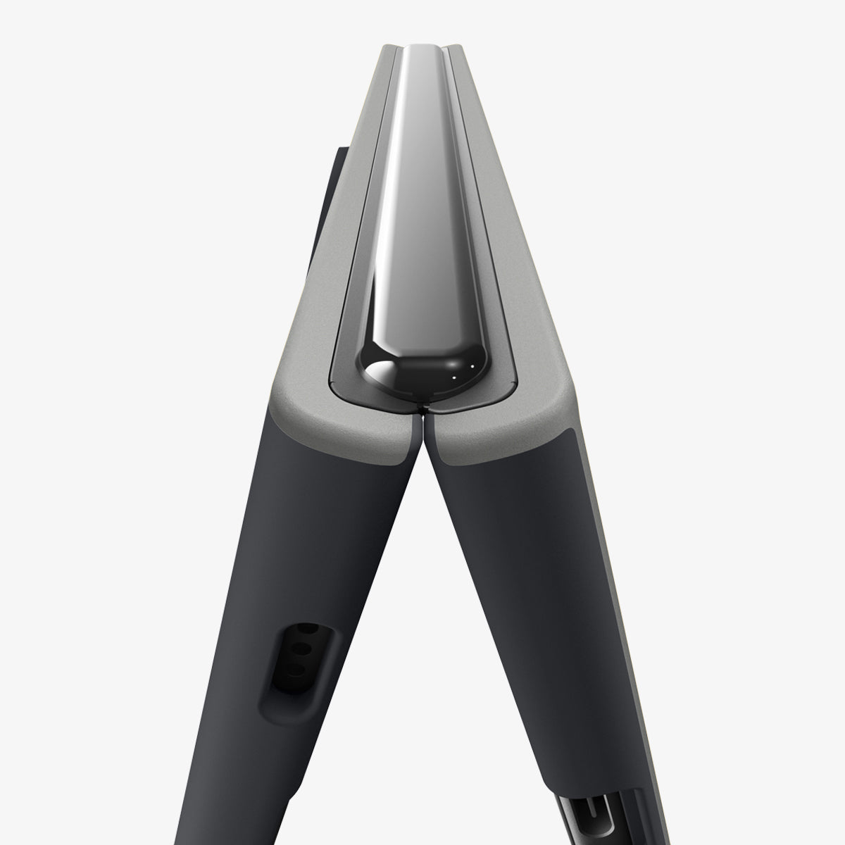 iPhone Duo Nano Pop (Mag Fit) in Black Sesame showing a close-up of the hinge area highlighting the hinge-free folding design