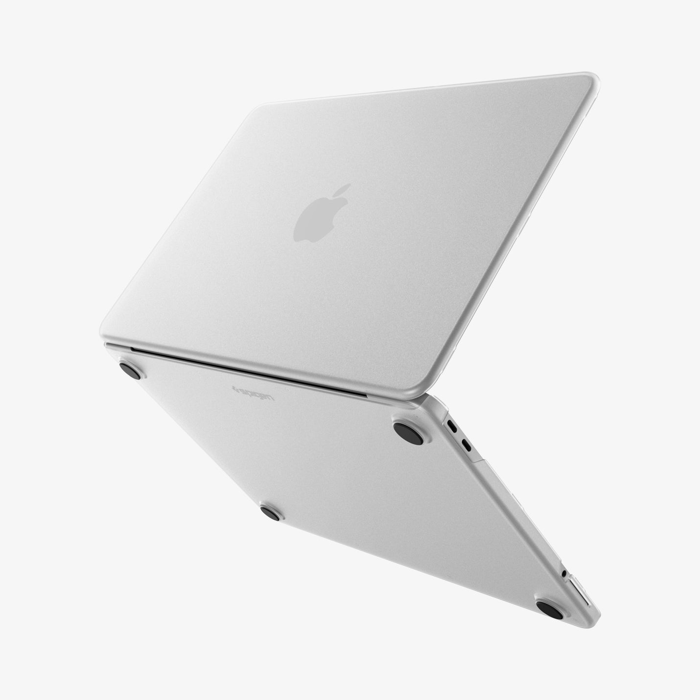 Spigen Air Skin Frost Clear top, bottom and side views for MacBook Neo 13-inch