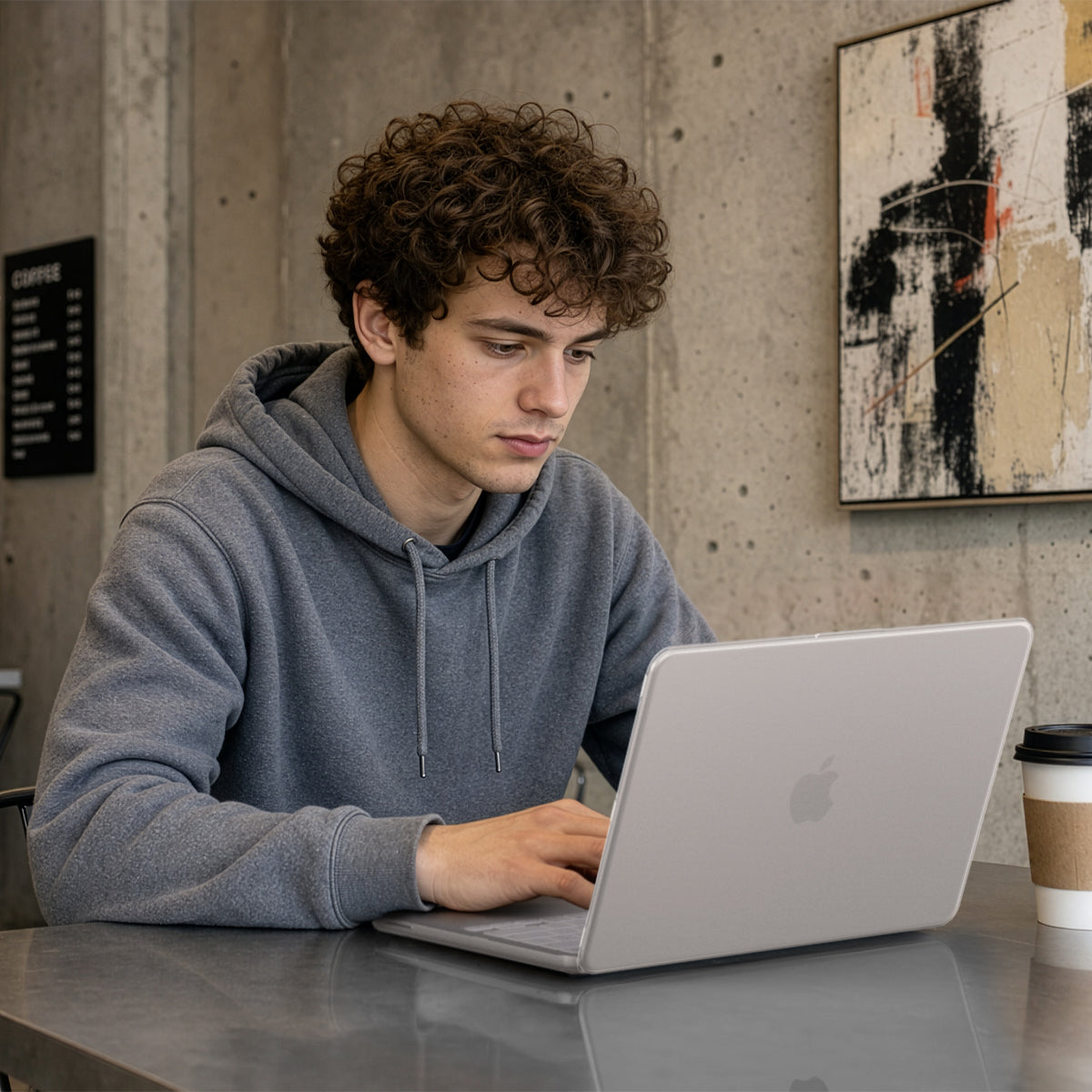 MacBook Neo 13-inch with Spigen Air Skin Frost Clear case in use