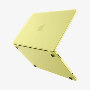 Spigen Air Skin Frost Citrus top, bottom and side views for MacBook Neo 13-inch
