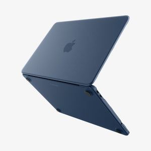 Spigen Air Skin Frost Indigo top, bottom and side views for MacBook Neo 13-inch