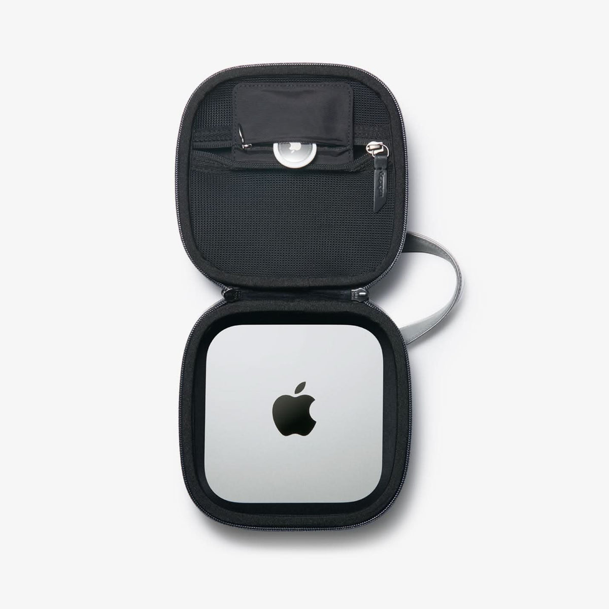 Spigen Mac mini M4 / M4 Pro (2024) Carrying Pouch – Klasden — Charcoal Gray, fit, construction or use view 3
