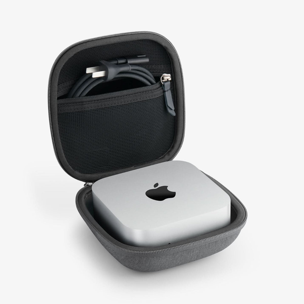 Spigen Mac mini M4 / M4 Pro (2024) Carrying Pouch – Klasden — Charcoal Gray, fit, construction or use view 2