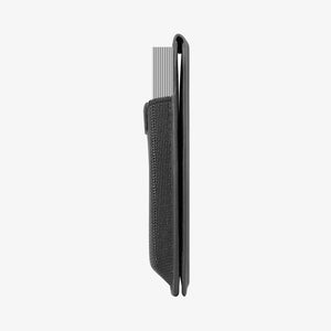 Side profile of the Spigen Slim Fold MagFit wallet attached to a phone
