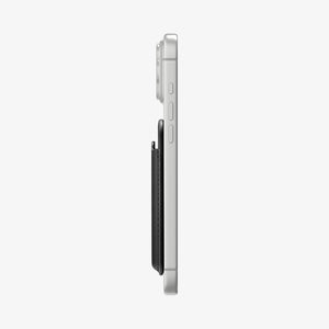 Side profile of the Spigen Valentinus MagFit wallet attached to an iPhone