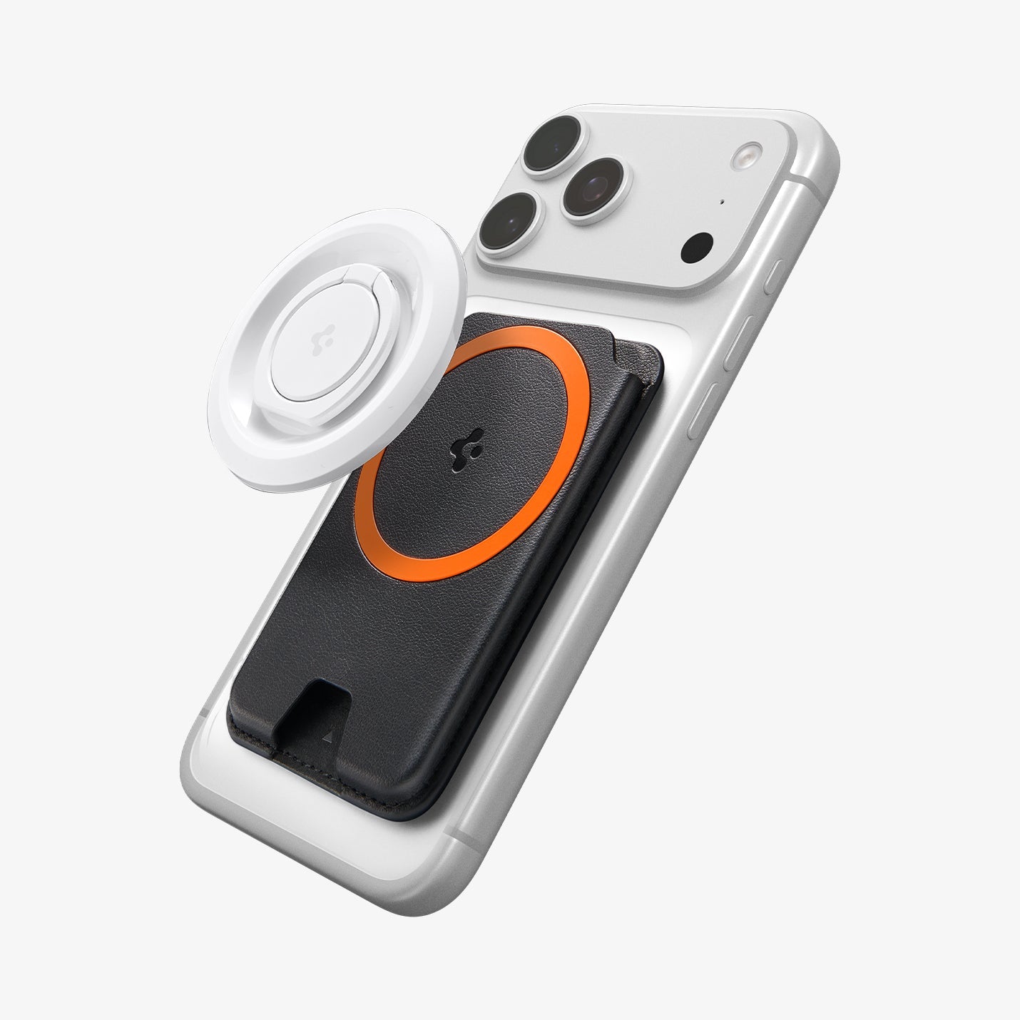 Spigen Valentinus MagFit+ wallet supporting an outer magnetic accessory