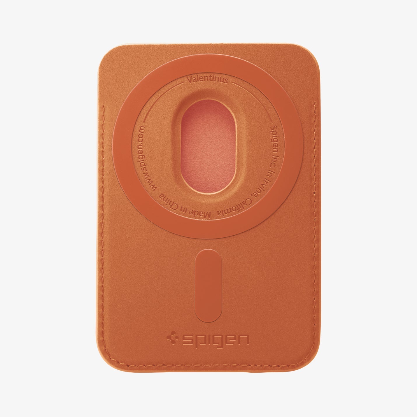 Back view of the Spigen Valentinus MagFit Metallic Orange wallet