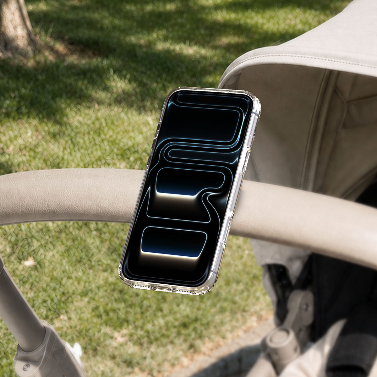 Spigen MagSafe Stroller Phone Mount – OM200 (MagFit) — Black, fit, construction or use view 7