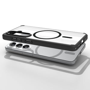 Spigen Galaxy S26 Case Ultra Hybrid (Mag Fit) Matte Black showing top view of phone and case showcase on top side by side