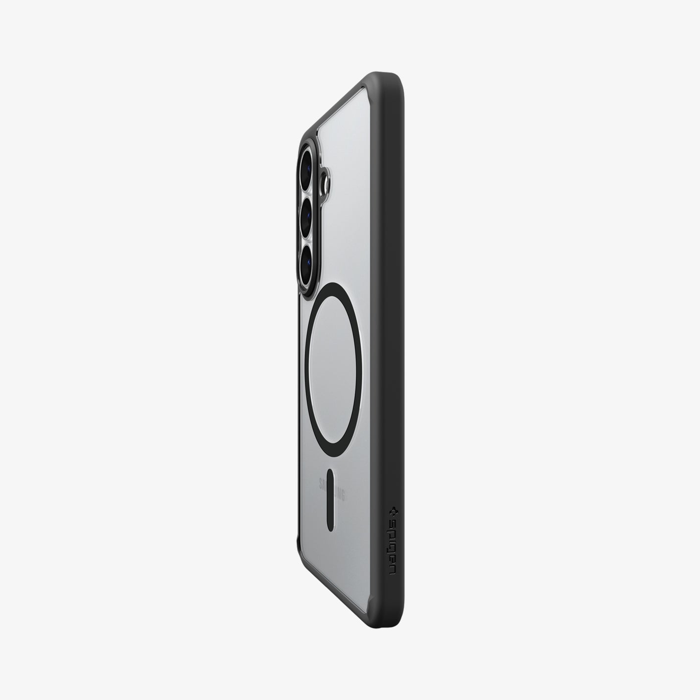 Spigen Galaxy S26 Case Ultra Hybrid (Mag Fit) Matte Black showing the back and partial side