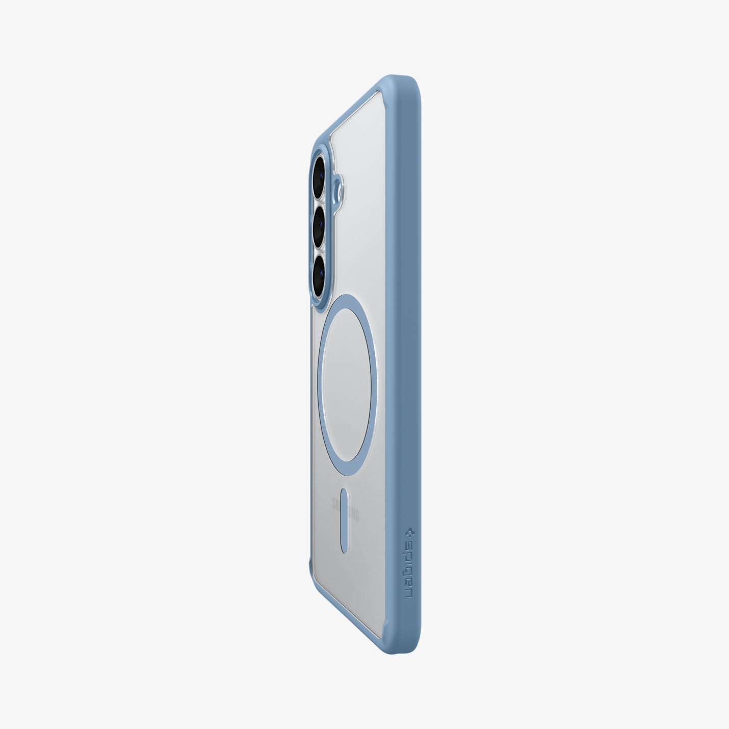 Spigen Galaxy S26 Case Ultra Hybrid (Mag Fit) Light Blue showing the back and partial side