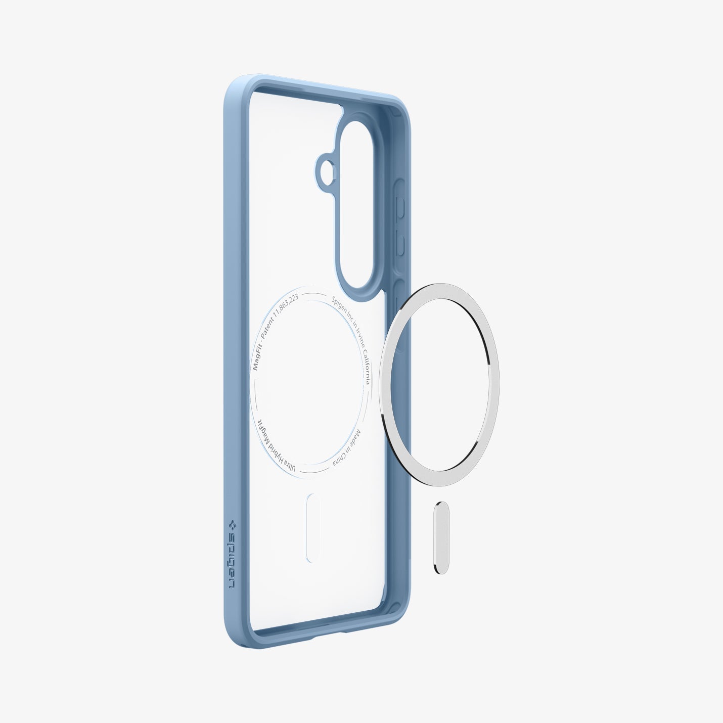 Spigen Galaxy S26 Case Ultra Hybrid (Mag Fit) Light Blue showing the back and partial side with mag fit technology