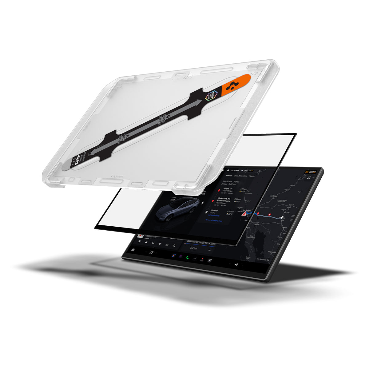 Spigen Tesla Model Y Screen Protector (16“) Screen Protector GLAS.tR EZ Fit AluminaCore Anti-Glare view 5
