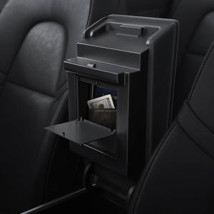 Spigen Tesla legacy center console hidden storage box open view