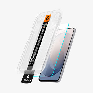Spigen Galaxy S26 FE screen protector guided slide installation step