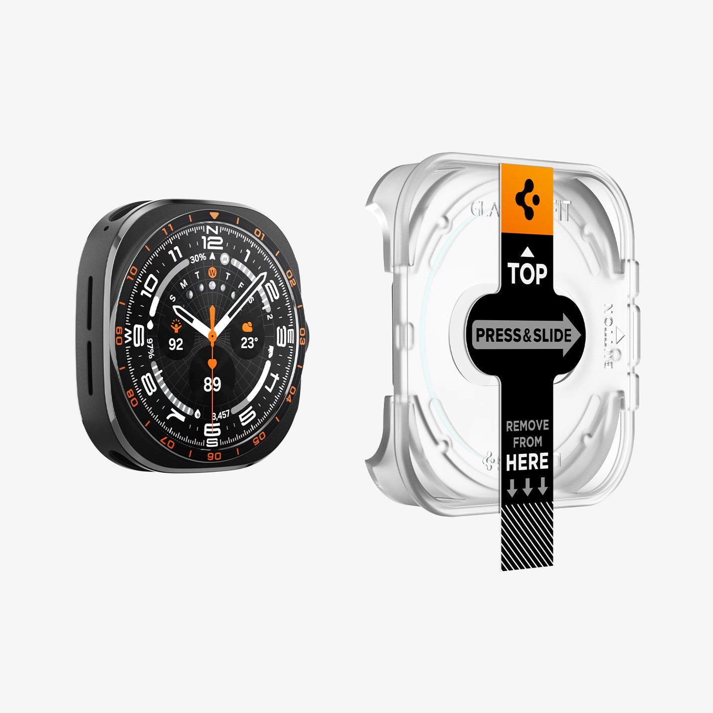 Spigen Galaxy Watch Ultra 2 47mm Screen Protector - GLAS.tR EZ Fit 2 Pack - Clear - white background detail image 1