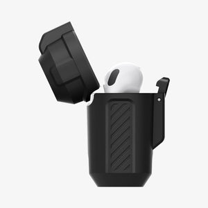 Spigen Lock Fit AirPods 5 and AirPods 4 case in Matte Black view 6