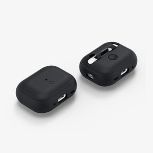 ACS05479 - Apple AirPods Pro 2 Case Silicone Fit + strap in black showing the front and side with strap