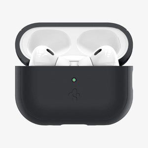 ACS05479 - Apple AirPods Pro 2 Case Silicone Fit + strap in black showing the front and side with strap