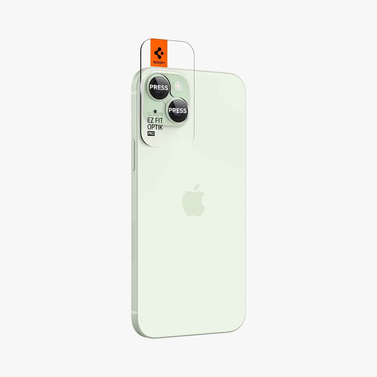 Spigen iPhone 15 / 14 Lens Protector – Optik Pro EZ Fit (2 Pack) — Green detail 4