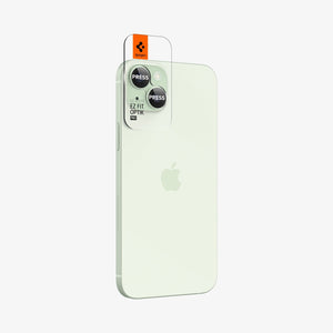 Spigen iPhone 15 / 14 Lens Protector – Optik Pro EZ Fit (2 Pack) — Green detail 4