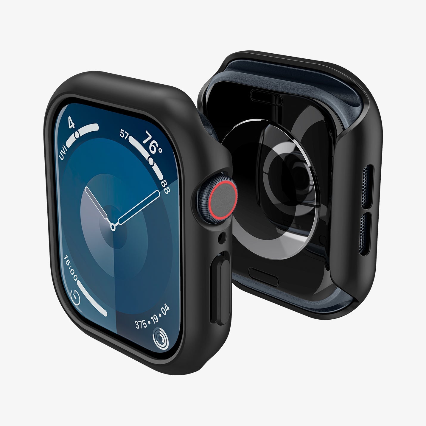 ACS08588 - Apple Watch Series 11 / 10 (42mm) Case Thin Fit in Black showing the front, back and partial sides