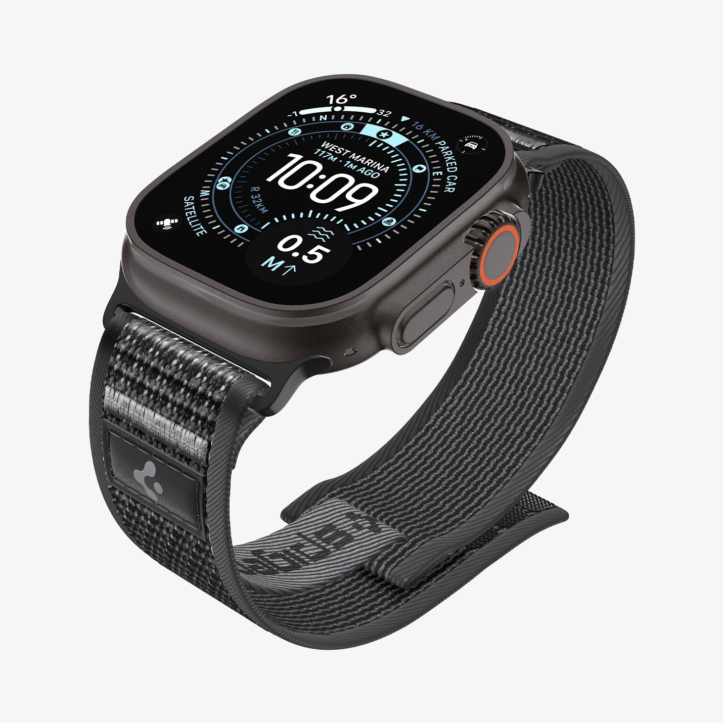 Active Black Gray Spigen Athlex Air 2 Apple Watch band product and feature view 7