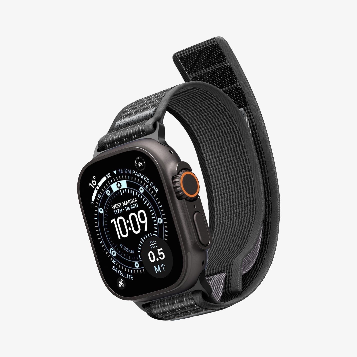 Active Black Gray Spigen Athlex Air 2 Apple Watch band product and feature view 5
