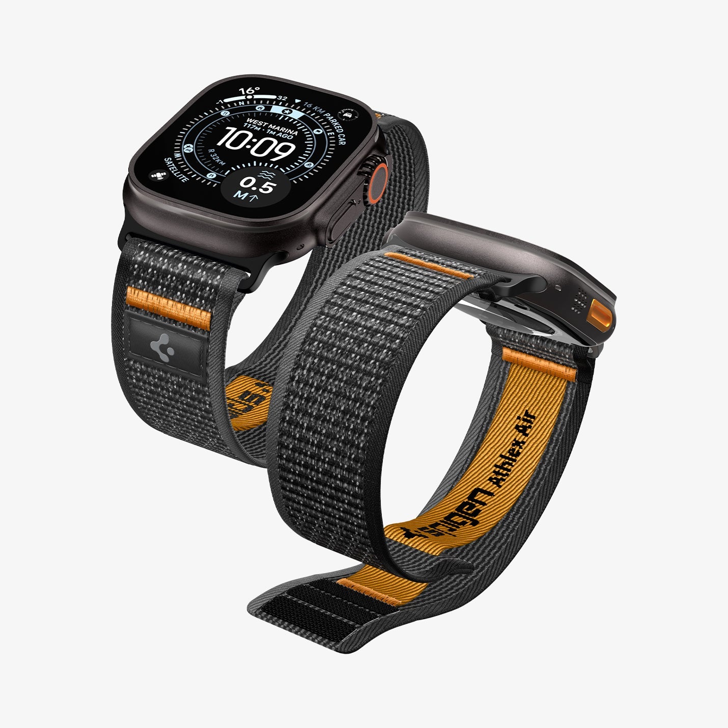 Active Black Orange Spigen Athlex Air 2 Apple Watch band product and feature view 4