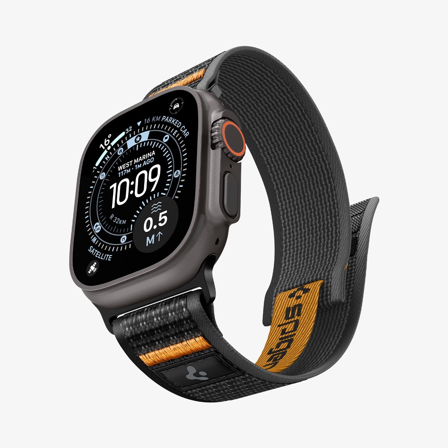 Active Black Orange Spigen Athlex Air 2 Apple Watch band product and feature view 3