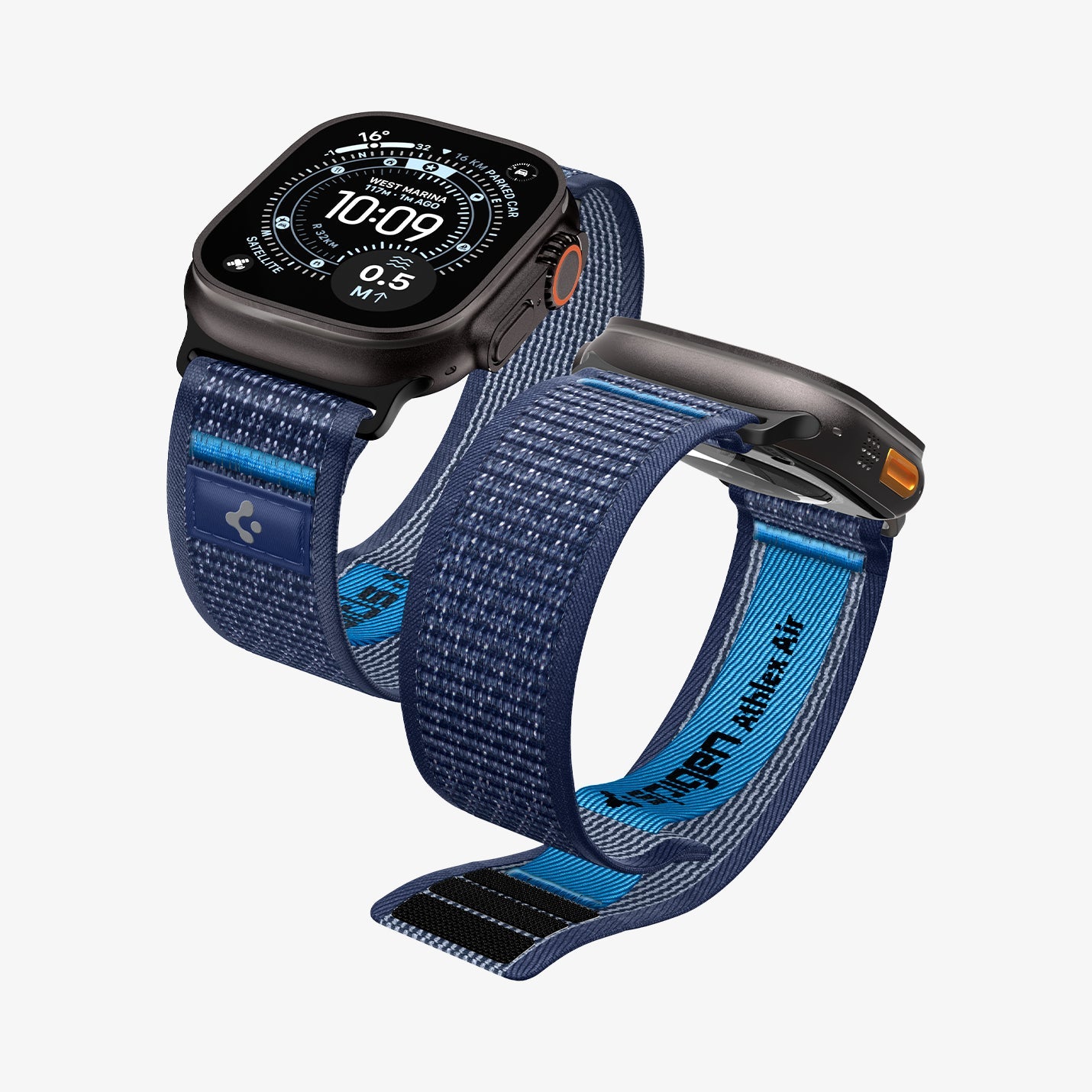 Active Navy Blue Spigen Athlex Air 2 Apple Watch band product and feature view 1