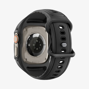 ACS05463 - Apple Watch Ultra Series (49mm) Case Liquid Air Pro in black showing the back, partial inner and bottom