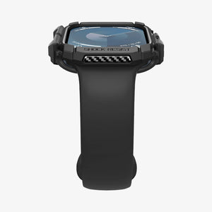 ACS08585 - Apple Watch Series 11 / 10 (42mm) Case Rugged Armor in Matte Black showing the partial front, side and bottom
