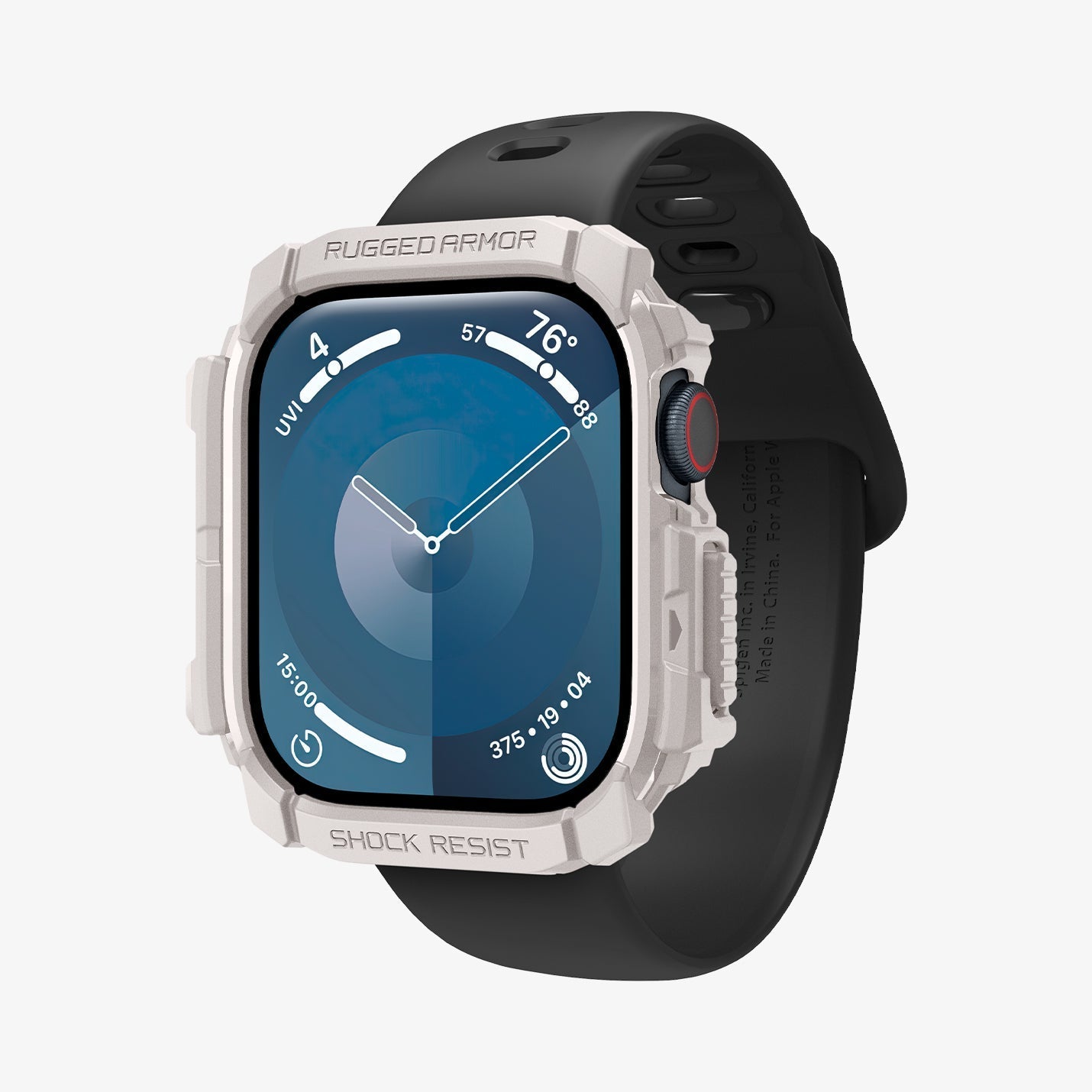 ACS08587 - Apple Watch Series 11 / 10 (42mm) Case Rugged Armor in Dune Beige showing the front, partial sides and inner bottom