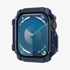 ACS08586 - Apple Watch Series 11 / 10 (42mm) Case Rugged Armor in Navy Blue showing the front, partial side