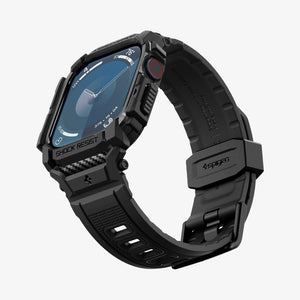ACS08591 - Apple Watch Series 11 / 10 (42mm) Case Rugged Armor Pro in Matte Black showing the front, partial side, inner and bottom