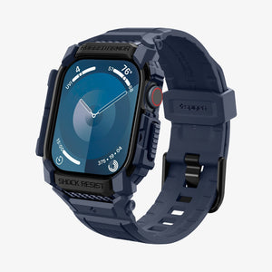 ACS08592 - Apple Watch Series 11 / 10 (42mm) Case Rugged Armor Pro in Navy Blue showing the 
front, partial sides, partial inner and bottom