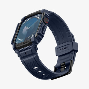 ACS08592 - Apple Watch Series 11 / 10 (42mm) Case Rugged Armor Pro in Navy Blue showing the 
front, partial side, inner and bottom