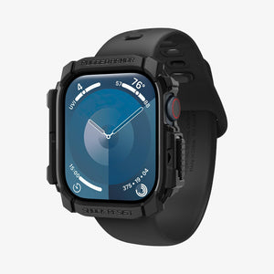 ACS08597 - Apple Watch Series 11 / 10 (46mm) Case Rugged Armor in Matte Black showing the front, partial sides and inner bottom